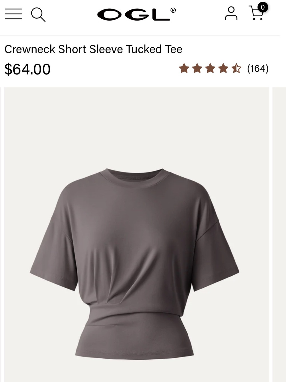 OGL Taupe Crewneck Short Sleeve Tucked Tee